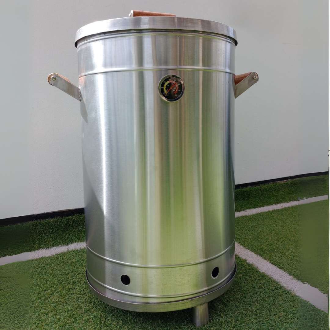 BARRIL AHUMADOR 30 LIBRAS DE ACERO INOXIDABLE + 12 ACESORIOS GRATIS