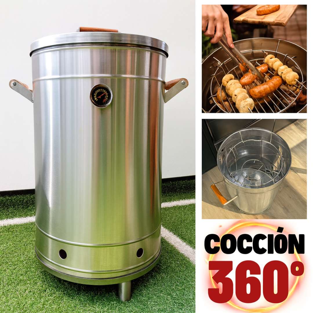 BARRIL AHUMADOR 30 LIBRAS DE ACERO INOXIDABLE + 12 ACESORIOS GRATIS