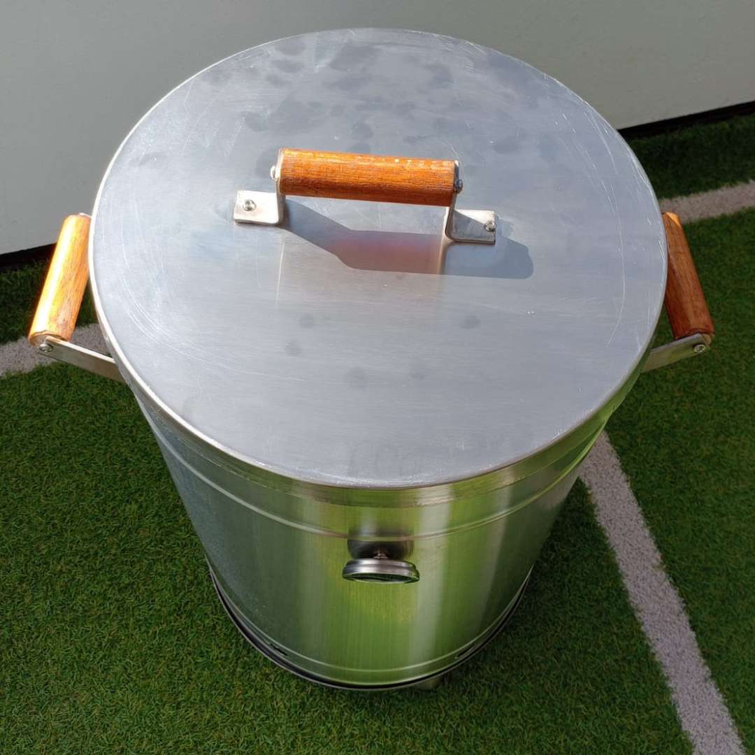 BARRIL AHUMADOR 30 LIBRAS DE ACERO INOXIDABLE + 12 ACESORIOS GRATIS