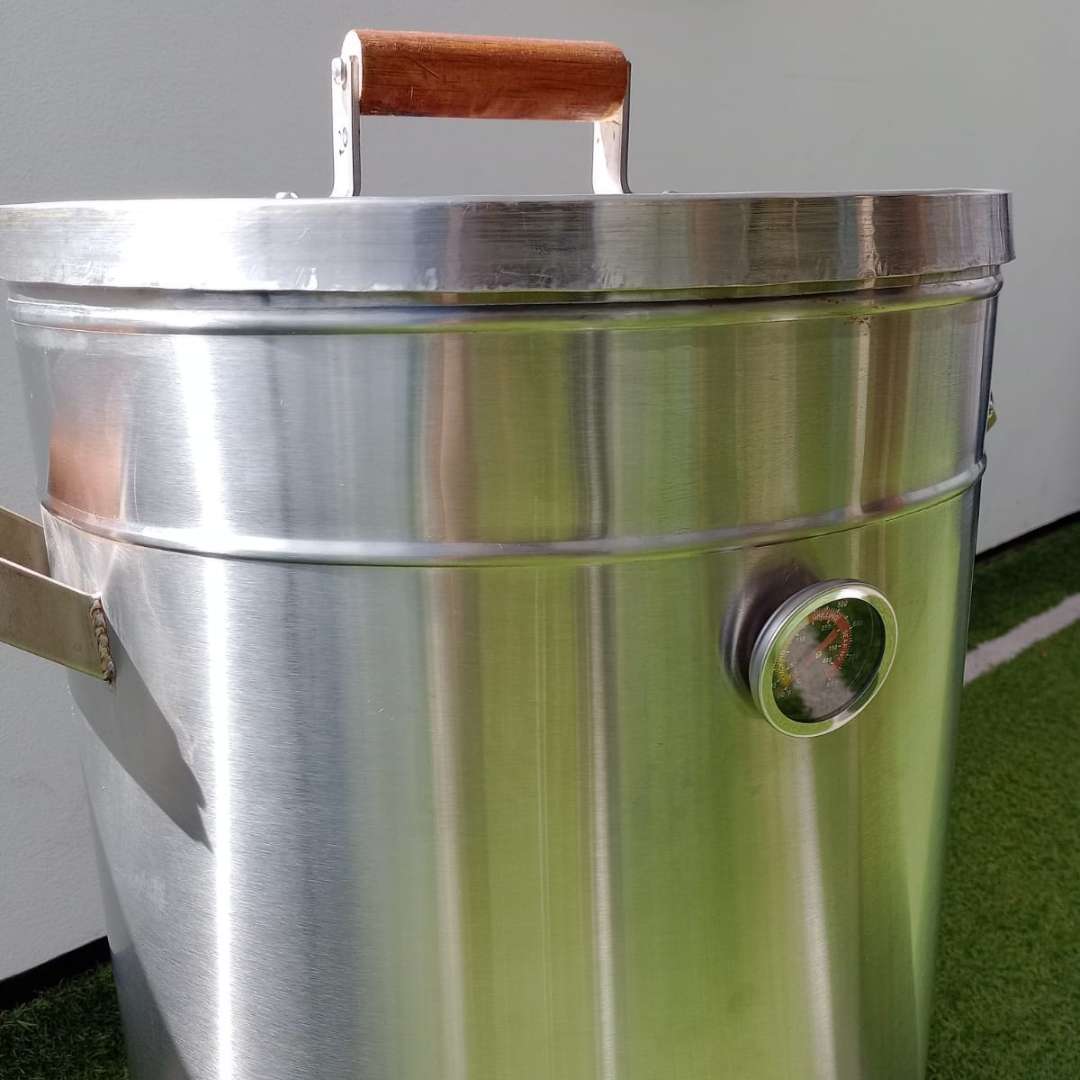 BARRIL AHUMADOR 30 LIBRAS DE ACERO INOXIDABLE + 12 ACESORIOS GRATIS