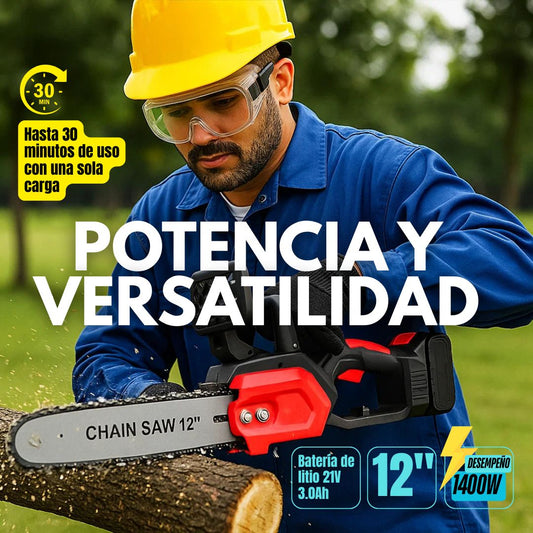 Motosierra Eléctrica Recargable 12" 1400w - Bateria larga duración